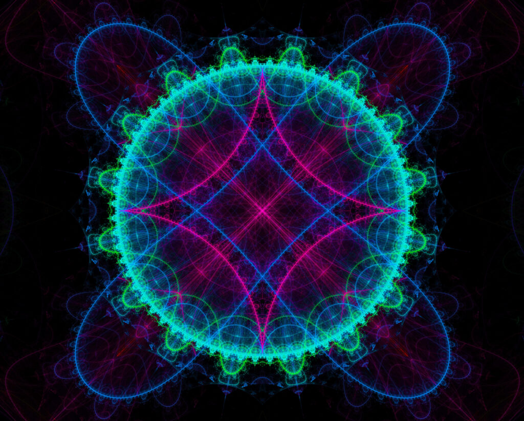 Vibrant Fractal Kaleidoscope Wallpaper - Intricate Neon Patterns