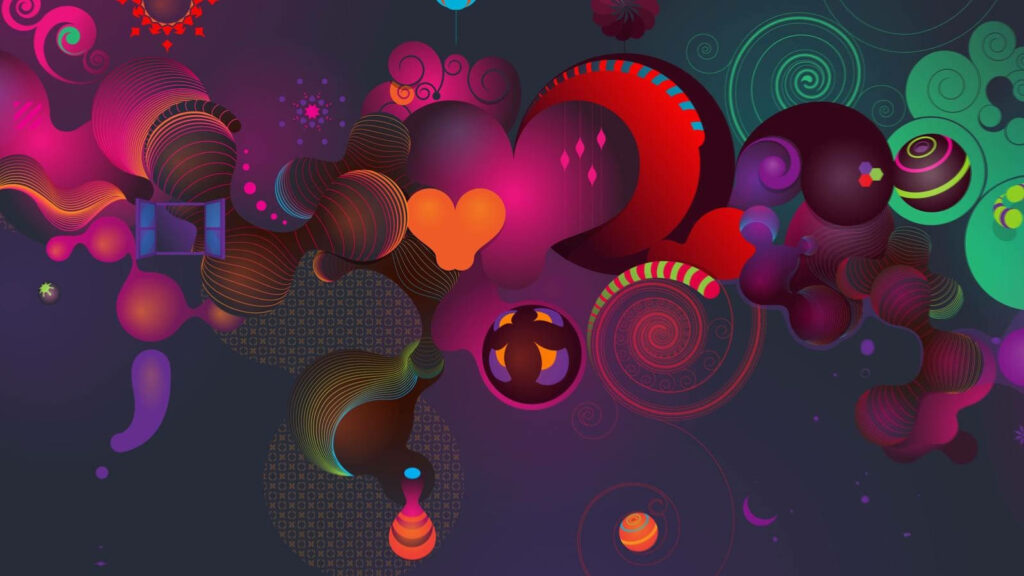 Vibrant Balloon Art and Spiraled Delight in a Colorful Wonderland Wallpaper