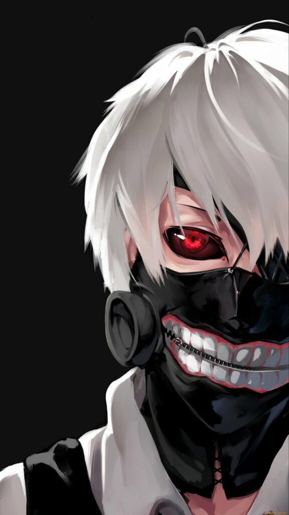 Demonic Darkness: Kaneki Ken's Mesmerizing Close-Up in Tokyo Ghoul Wallpaper
