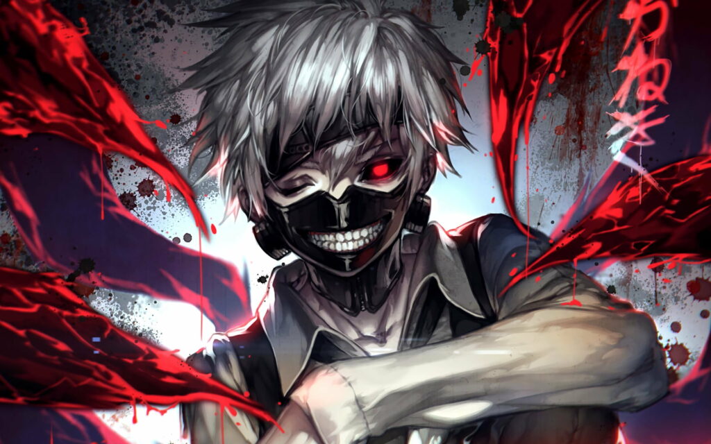 Kaneki Ken: A Captivating Close-Up in Tokyo Ghoul's Artistic Manga World Wallpaper