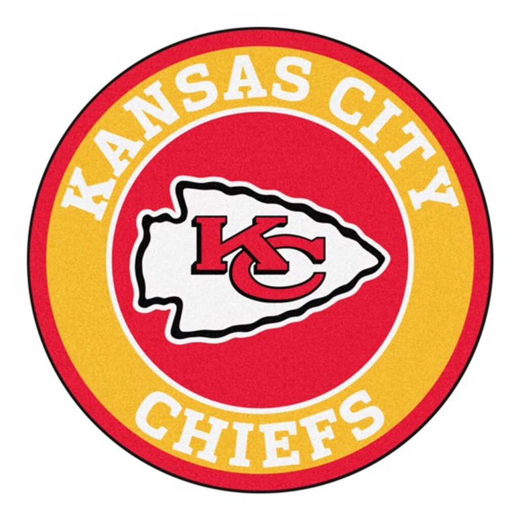 Kansas City Chiefs logo in bold red gold and white circular design wallpaper background