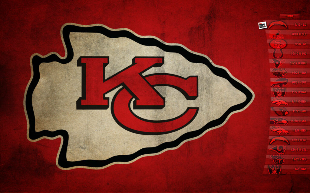 Kansas City Chiefs logo on bold red textured background NFL team wallpaper design