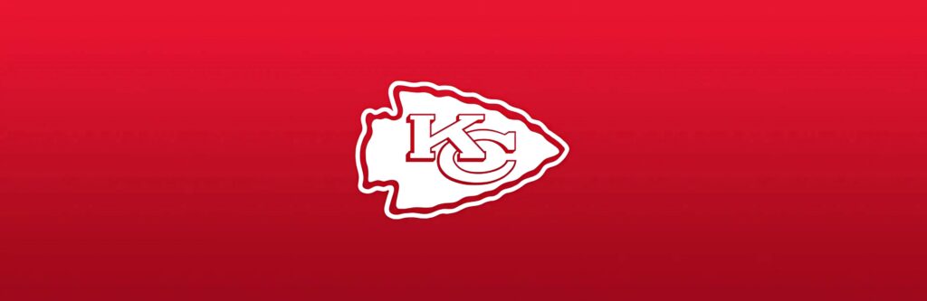 Kansas City Chiefs white logo outlined in red on bold red gradient NFL team wallpaper background
