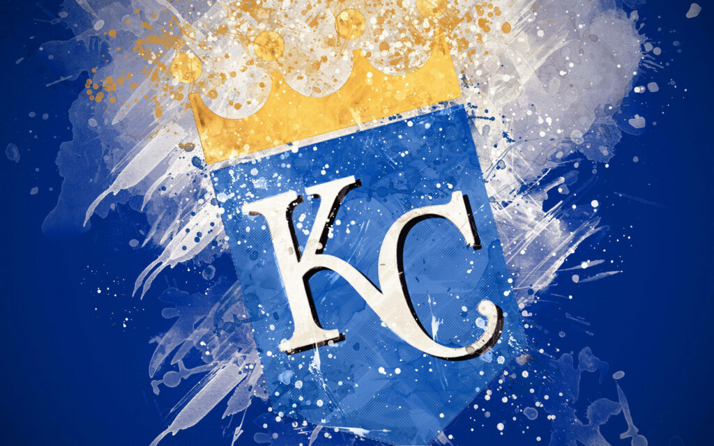 Kansas City Royals abstract wallpaper with bold blue gold colors dynamic paint splatters crown