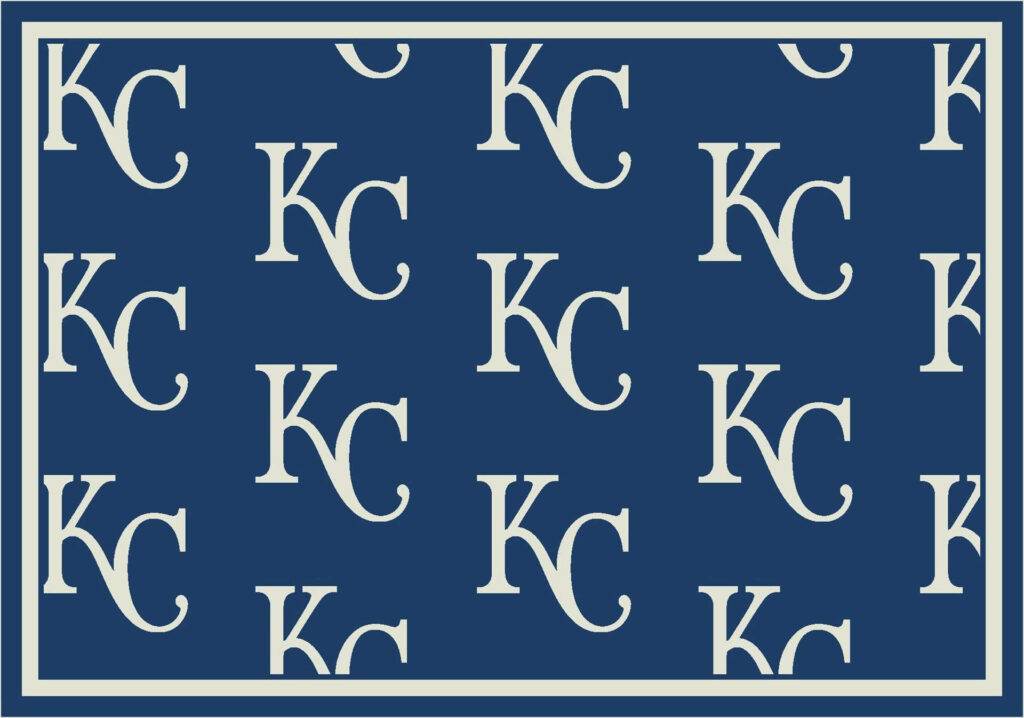 Kansas City Royals logo pattern on royal blue background with white border wallpaper design