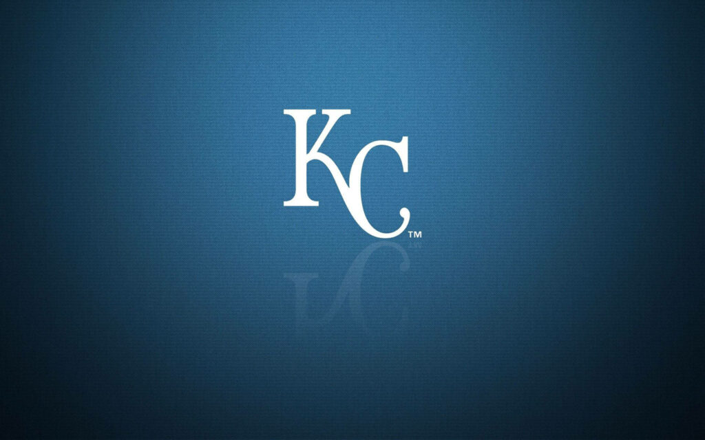 Kansas City Royals wallpaper with white KC logo on textured blue background and shadow effect