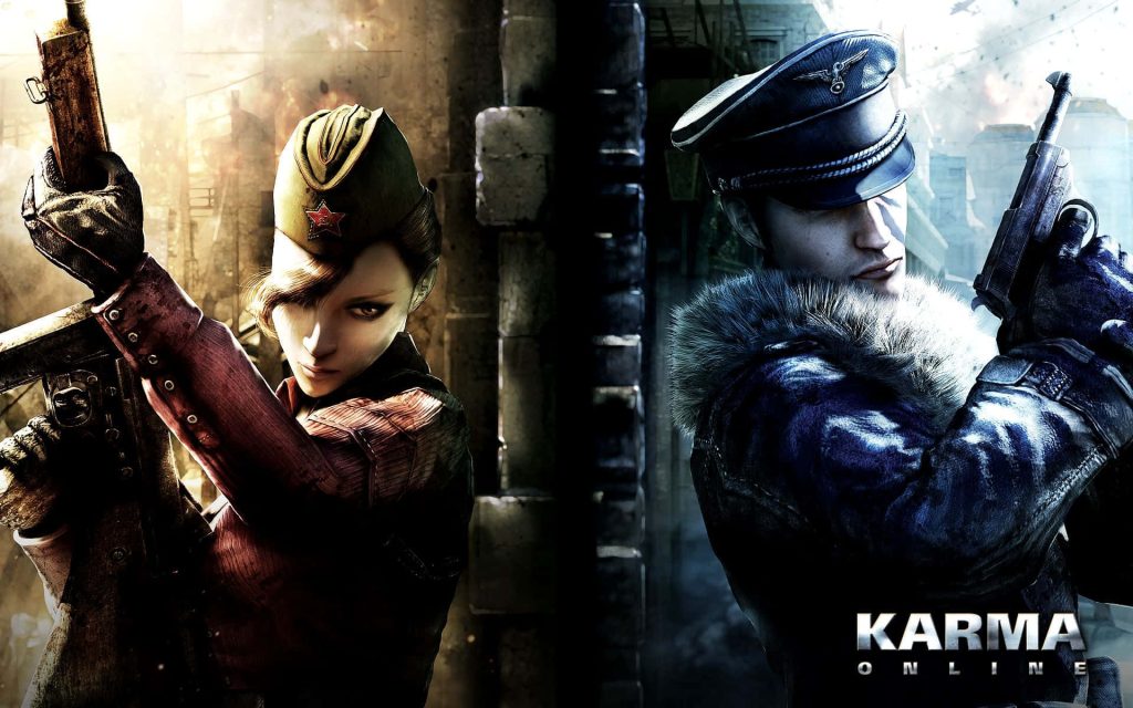 Karma Online wallpaper gritty digital art Soviet soldier and Axis officer in intense war scene
