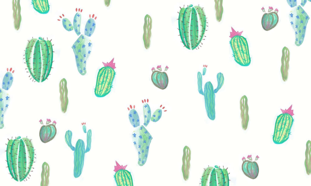 Kate Spade desktop wallpaper with playful watercolor cactus pattern fresh charming background