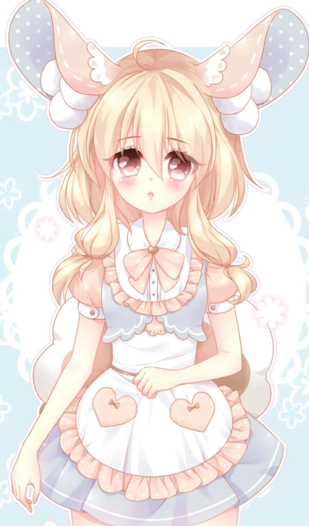 Kawaii Anime Character in Pastel Outfit - Cute Wallpaper Background