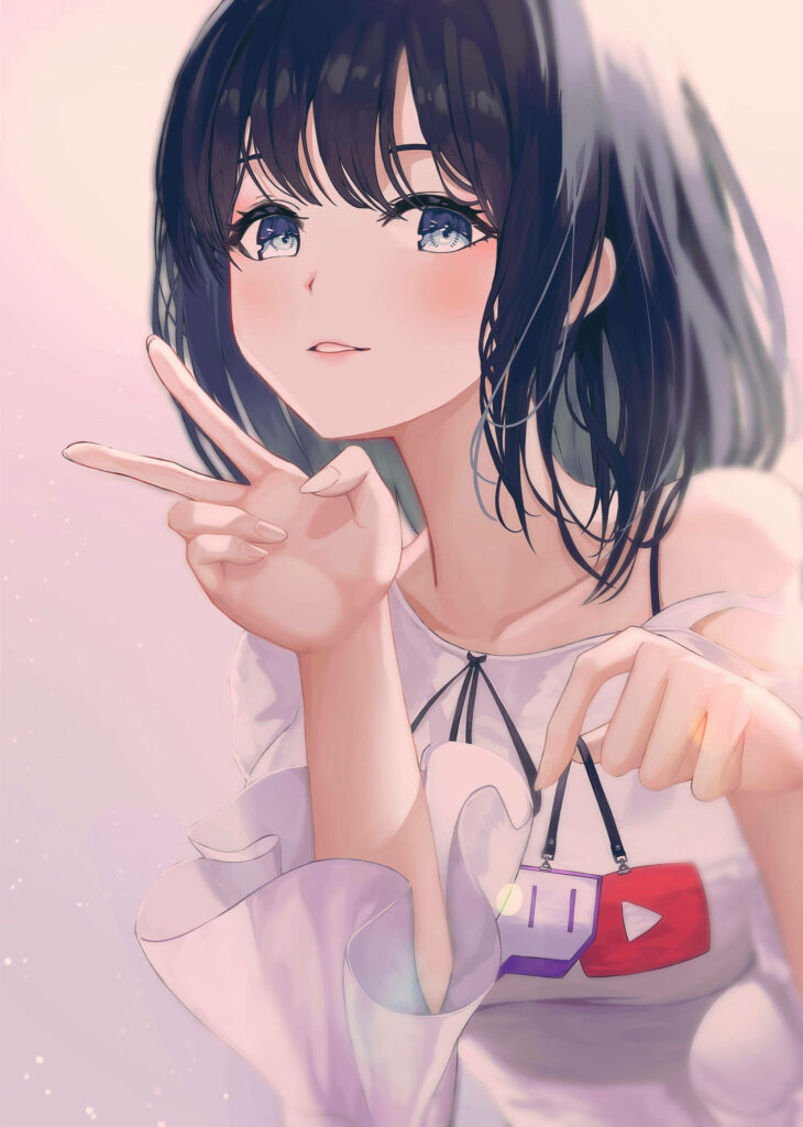 Kawaii Anime Wallpaper: Cute Character with Twitch & YouTube Icons