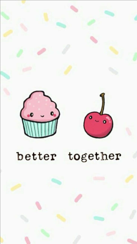 Kawaii Cupcake & Cherry Wallpaper - Cheerful Pastel Background