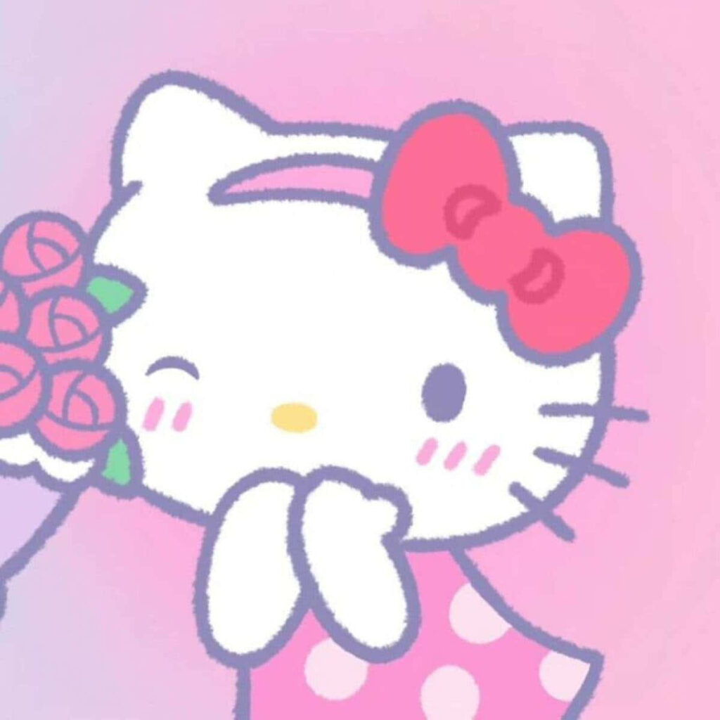 Kawaii Hello Kitty Wallpaper: Adorable Character on Pink Gradient