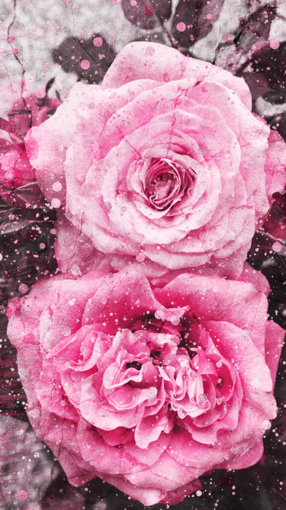 Kawaii Pink Roses Wallpaper - Whimsical Floral Background Design