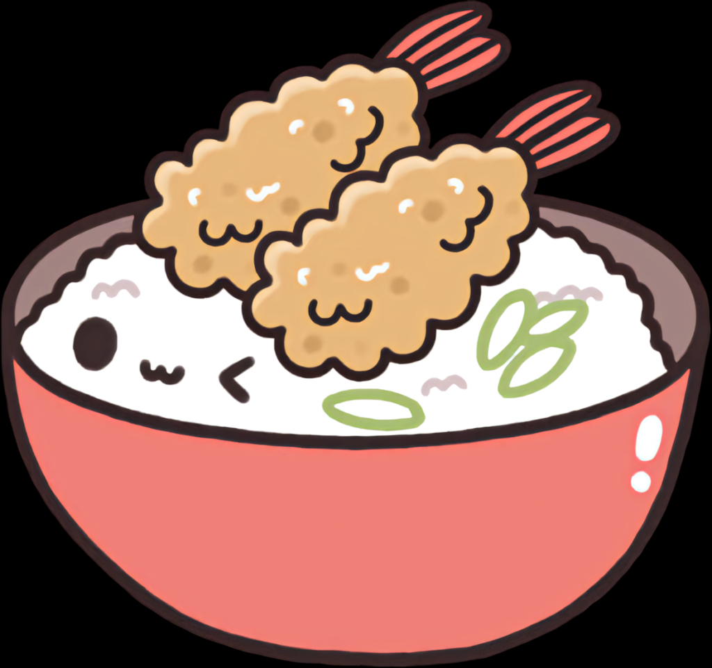 Kawaii Tempura Rice Bowl Illustration - Cute Cartoon Wallpaper