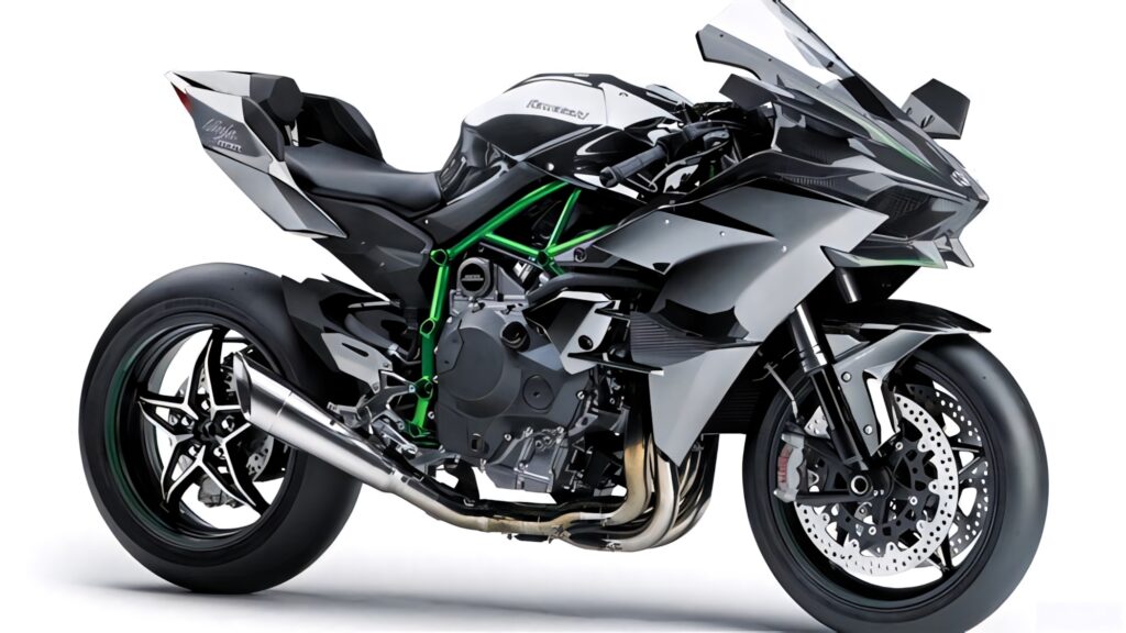 Stunning Kawasaki H2R Wallpaper - Sleek Design on White Background