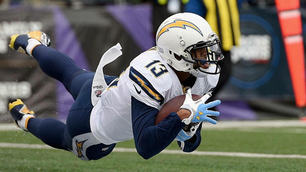 Keenan Allen Diving Catch Wallpaper - Athleticism & Skill