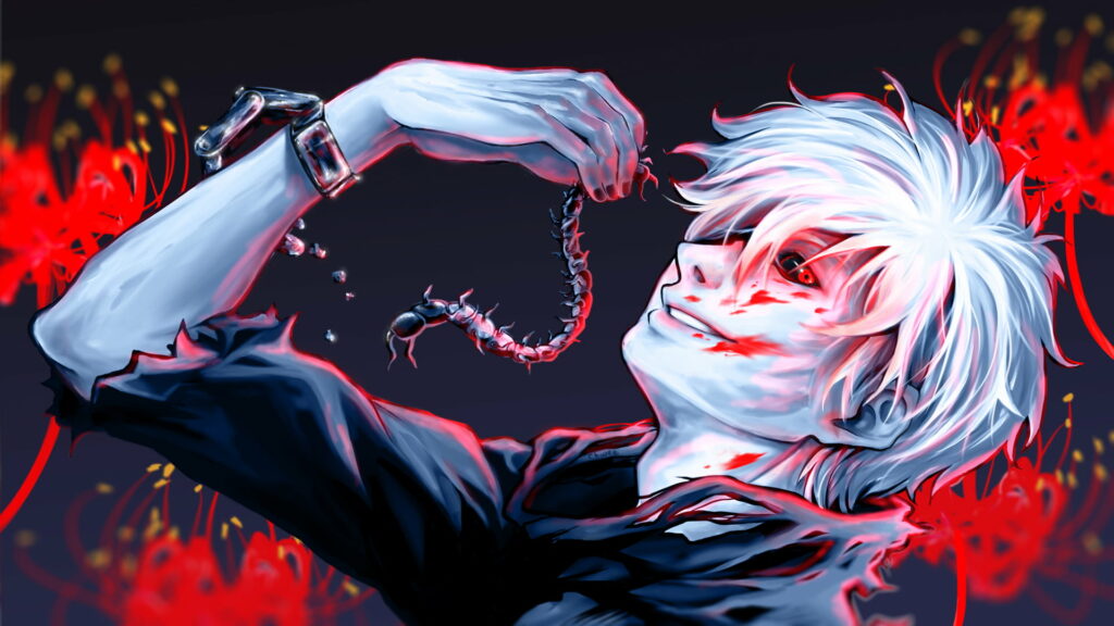 Savage Ghoul Unleashed: Ken Kaneki Dominates Tokyo's Dark Anime Realm in Stunning HD Wallpaper