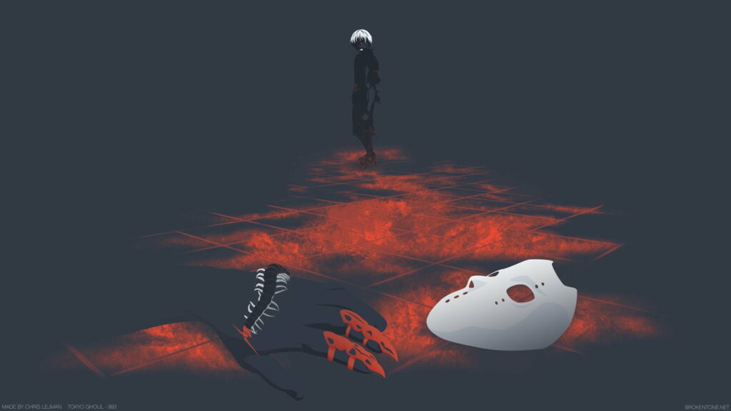 Tokyo Ghoul: Unleashing Ken Kaneki's Dark Power - High Definition Anime Wallpaper with Fiery Red Backdrop