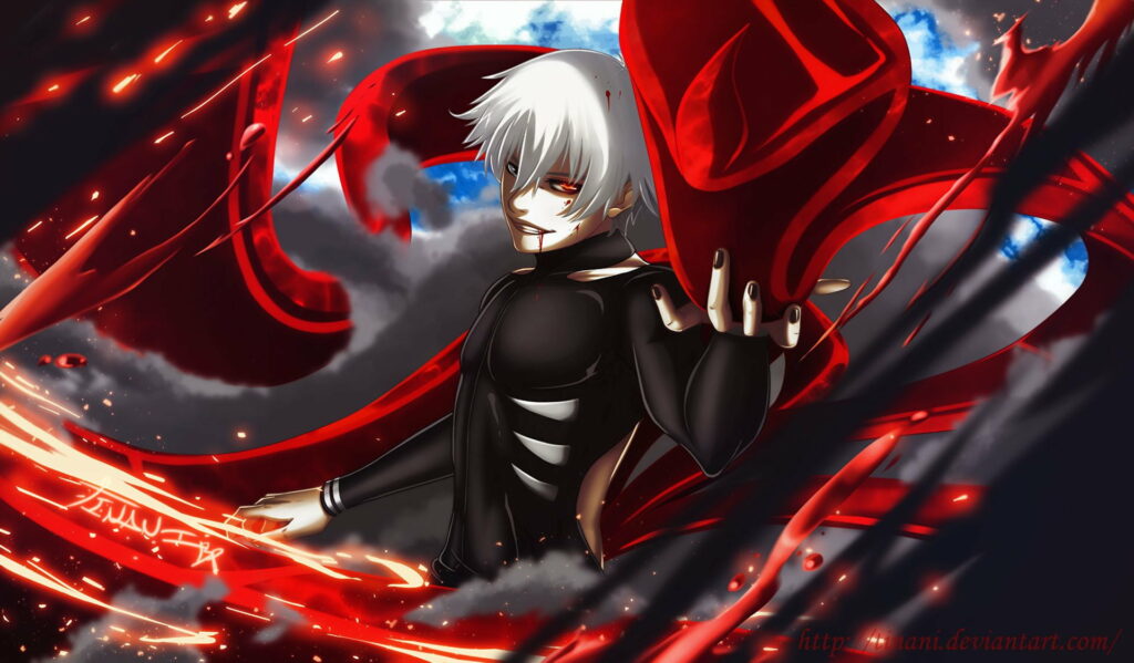 The Dark and Captivating Persona of Ken Kaneki – An HD Anime Wallpaper from Tokyo Ghoul
