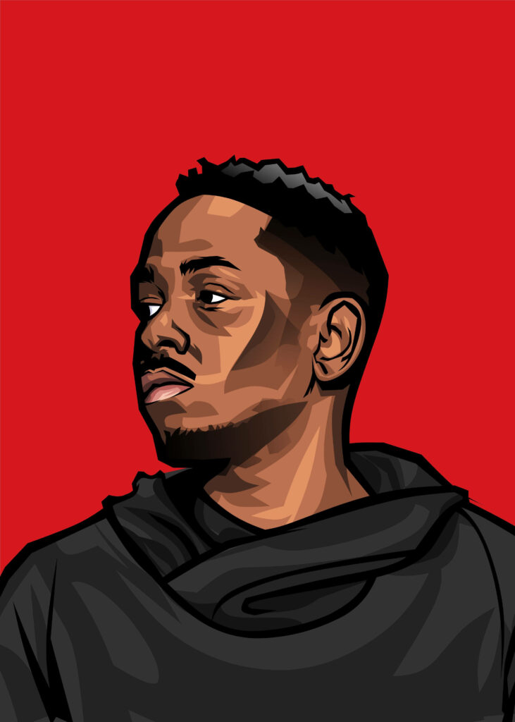 Kendrick Lamar Digital Art: Bold Red Wallpaper Background
