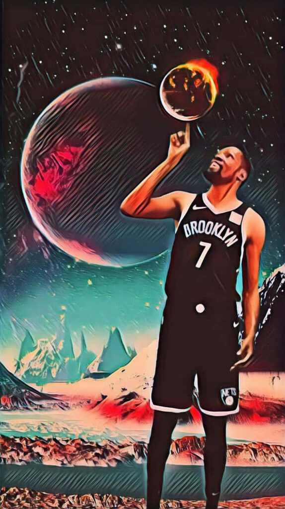 Kevin Durant Brooklyn Nets Wallpaper: Cosmic Galaxy Background Art