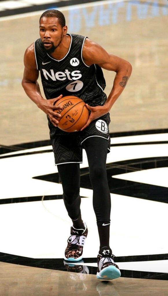 Kevin Durant Action Wallpaper: Dynamic Nets Jersey Background