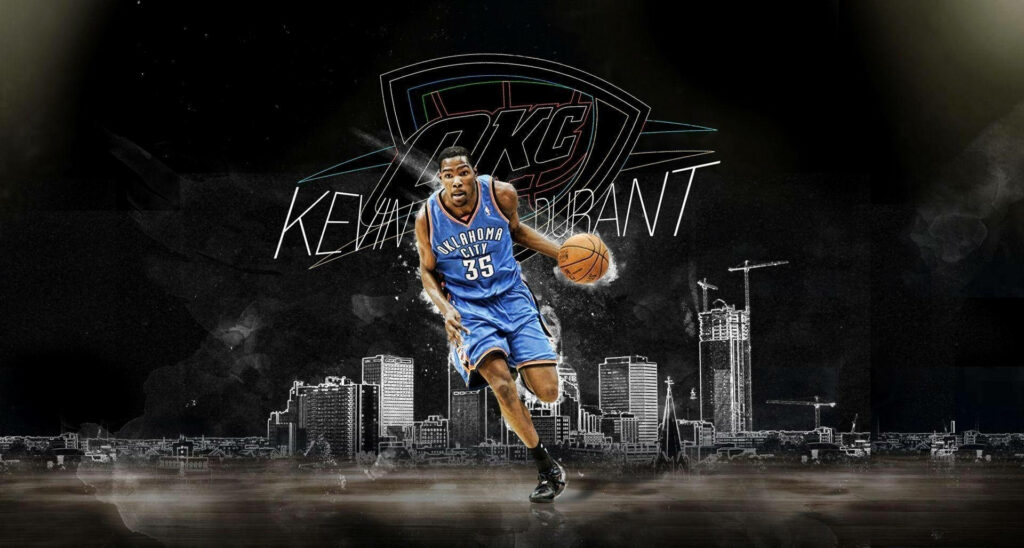 Kevin Durant OKC Player Wallpaper: Athleticism in Thunder Jersey