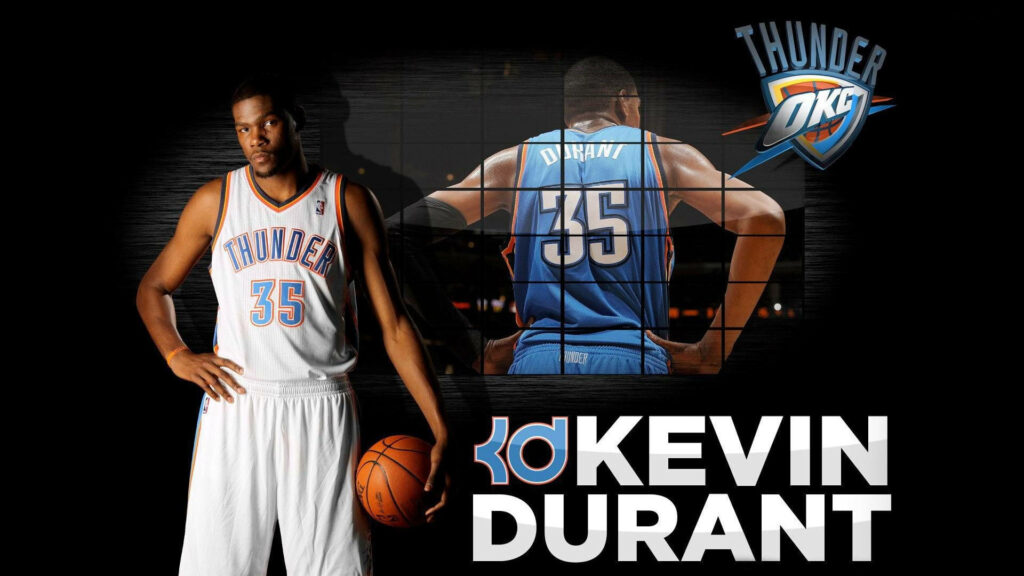 Kevin Durant OKC Thunder Wallpaper: Iconic Number 35 Split-Screen