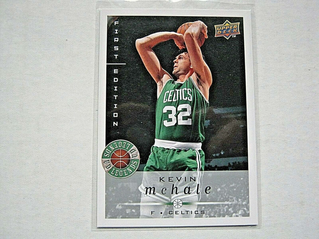 Kevin McHale Boston Celtics mid-jump shot Upper Deck First Edition vintage basketball card wallpaper