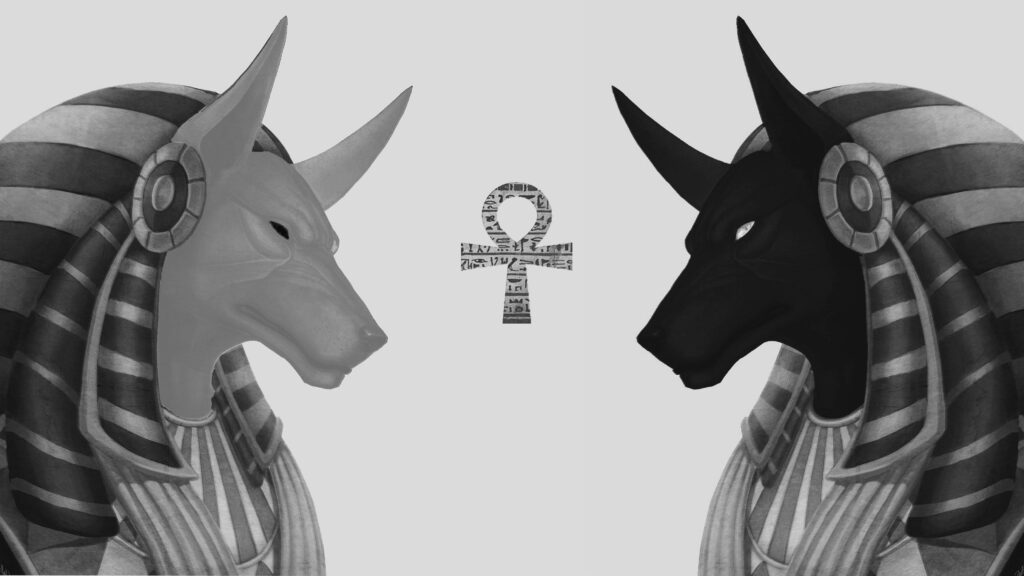 Anubis Duo: A Monochromatic Tale of Life and Death in 4k Wallpaper