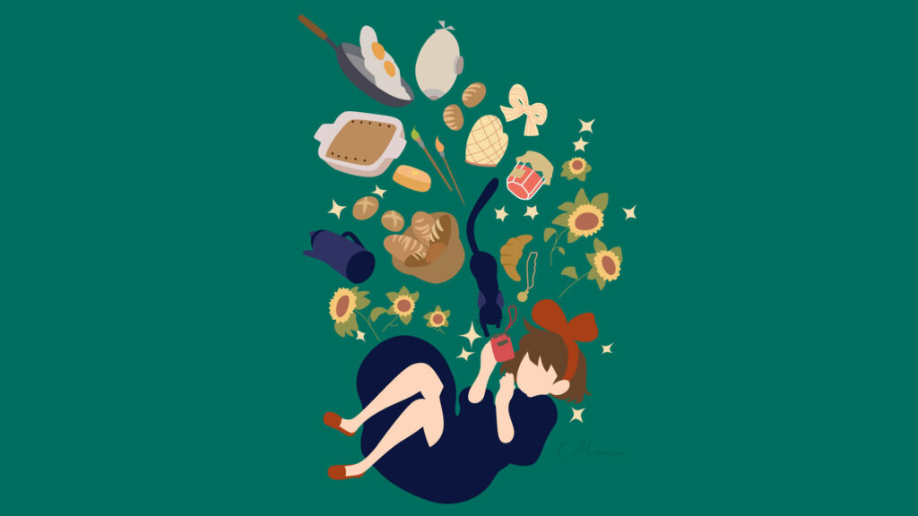 Charming Kiki's Delivery Service Wallpaper with Whimsical Art