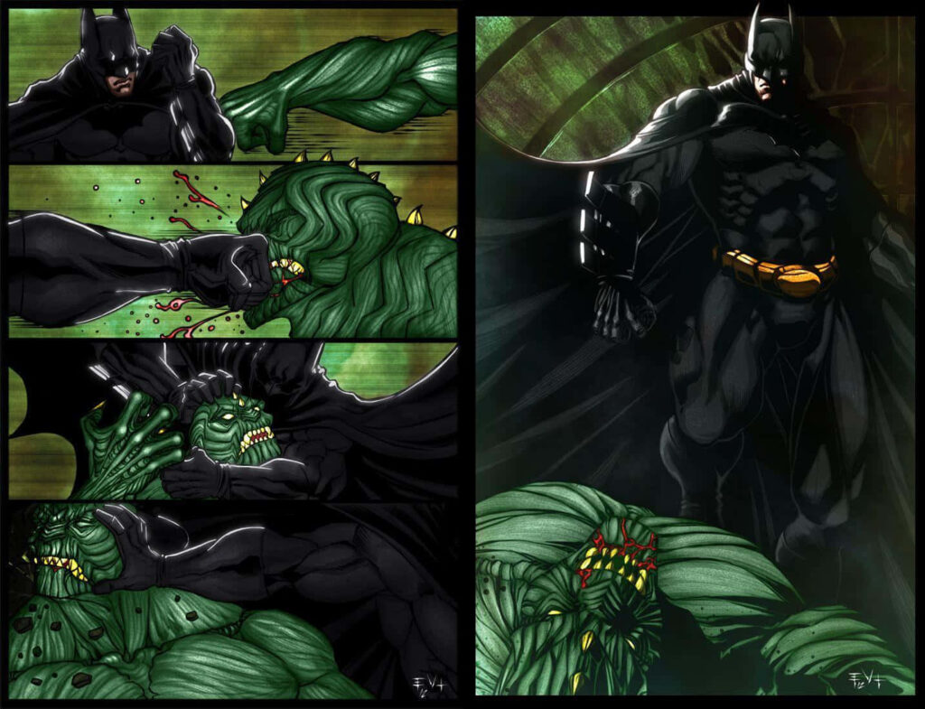 Killer Croc Menacing Wallpaper: Batman's Dark Comic Confrontation