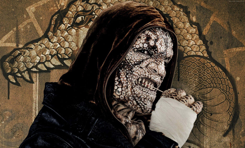 Killer Croc Wallpaper: Menacing Reptilian Features in Shadows