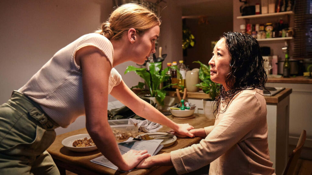 Killing Eve Wallpaper: Intense Character Confrontation Background