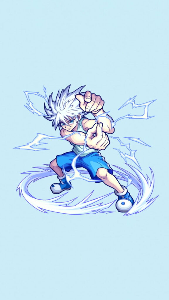 Electric Allure: A Stunning HD Phone Wallpaper featuring Killua from Hunter x Hunter