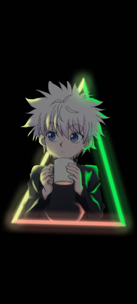 Killua Zoldyck anime digital art wallpaper neon triangle glowing Hunter x Hunter PFP background