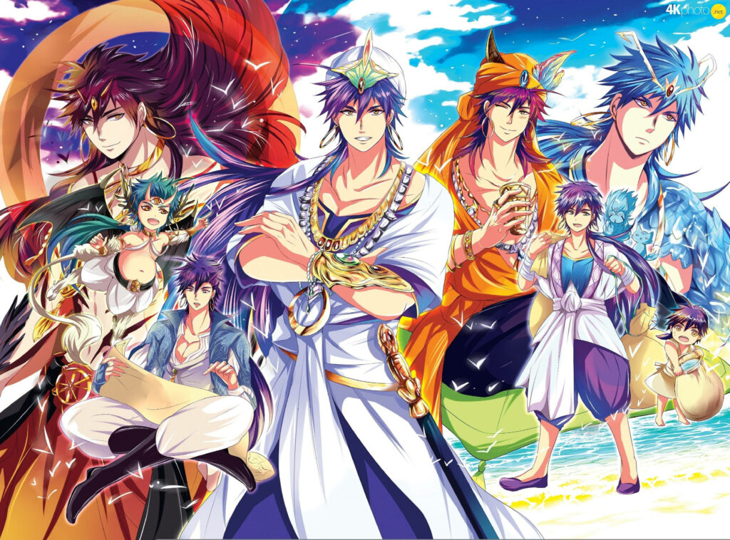 King Sindria Magi The Labyrinth Of Magic vibrant wallpaper dynamic poses fantasy background