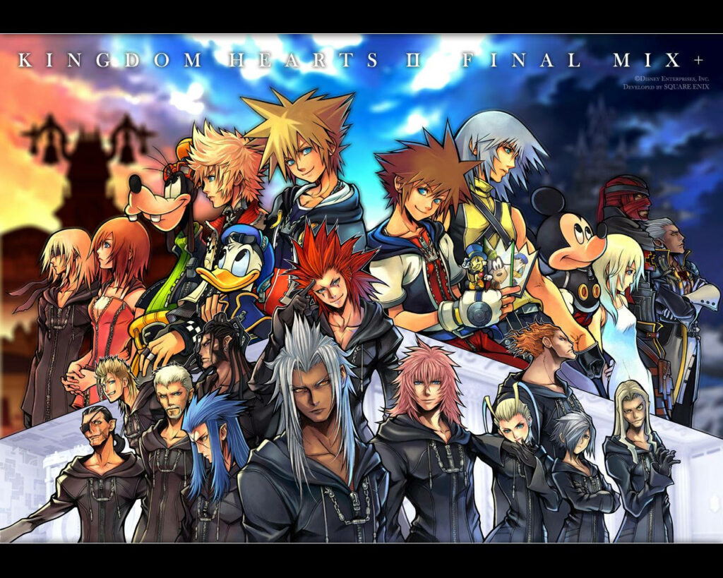 Kingdom Hearts II Final Mix wallpaper with Sora Riku Kairi Donald Goofy Mickey epic adventure background