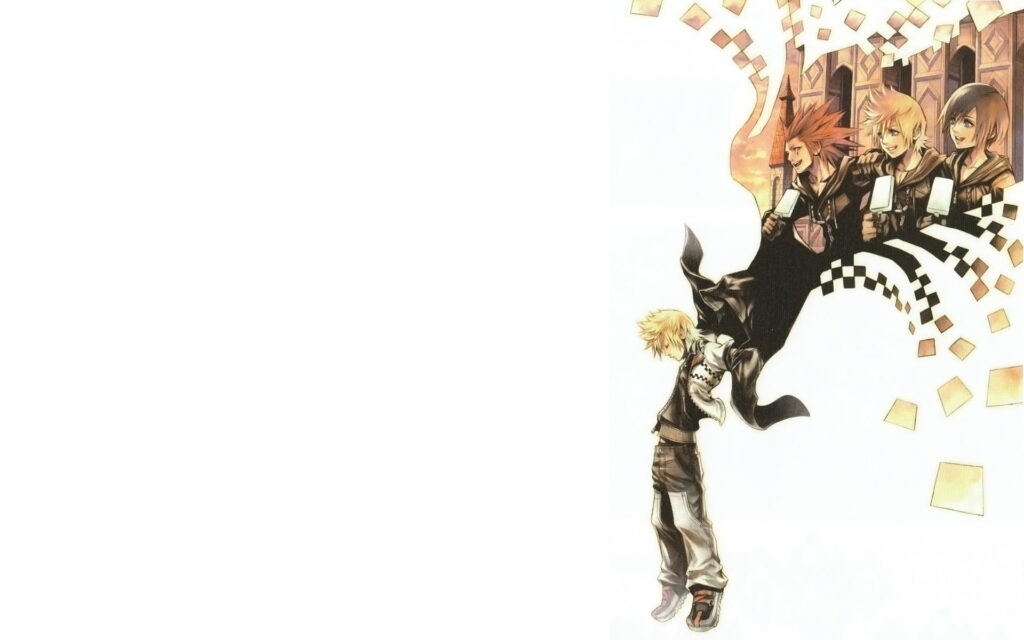 The Adventurous Encounter: Roxas and Cloud in the Kingdom Hearts Realm Wallpaper