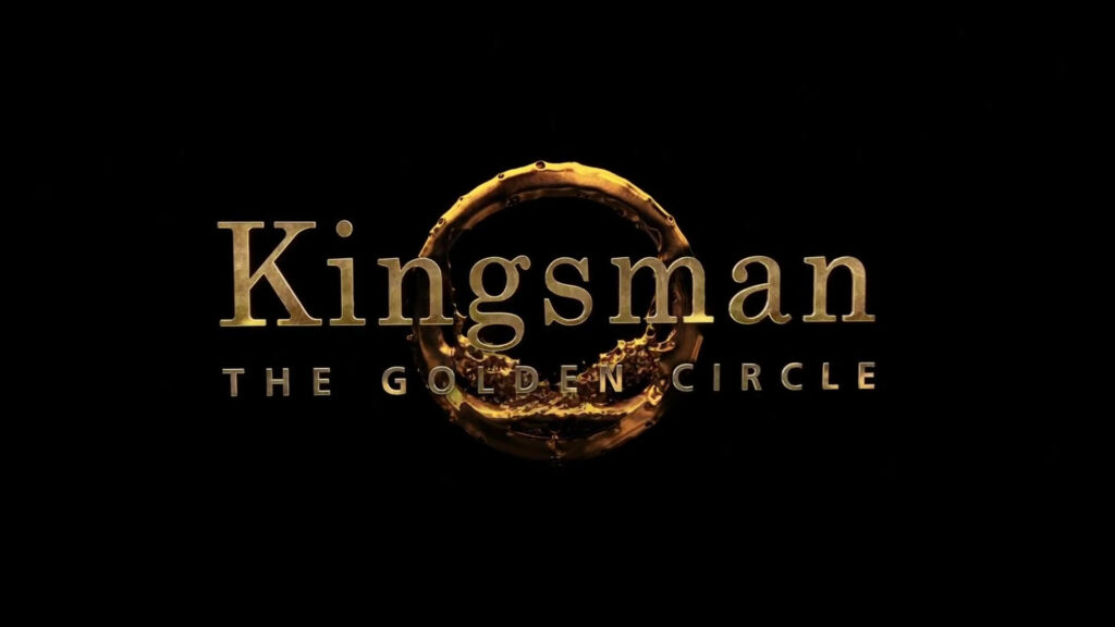 Sleek black Kingsman wallpaper with golden logo and metallic Kingsman The Golden Circle title