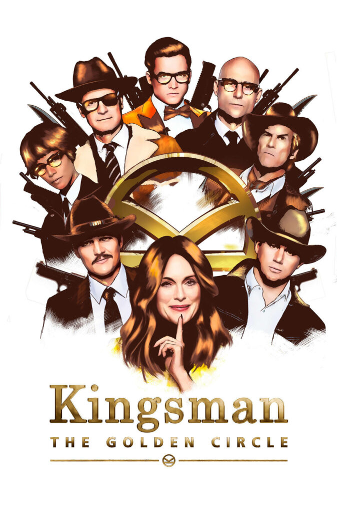 Kingsman The Golden Circle poster with stylish characters in suits and cowboy hats wallpaper