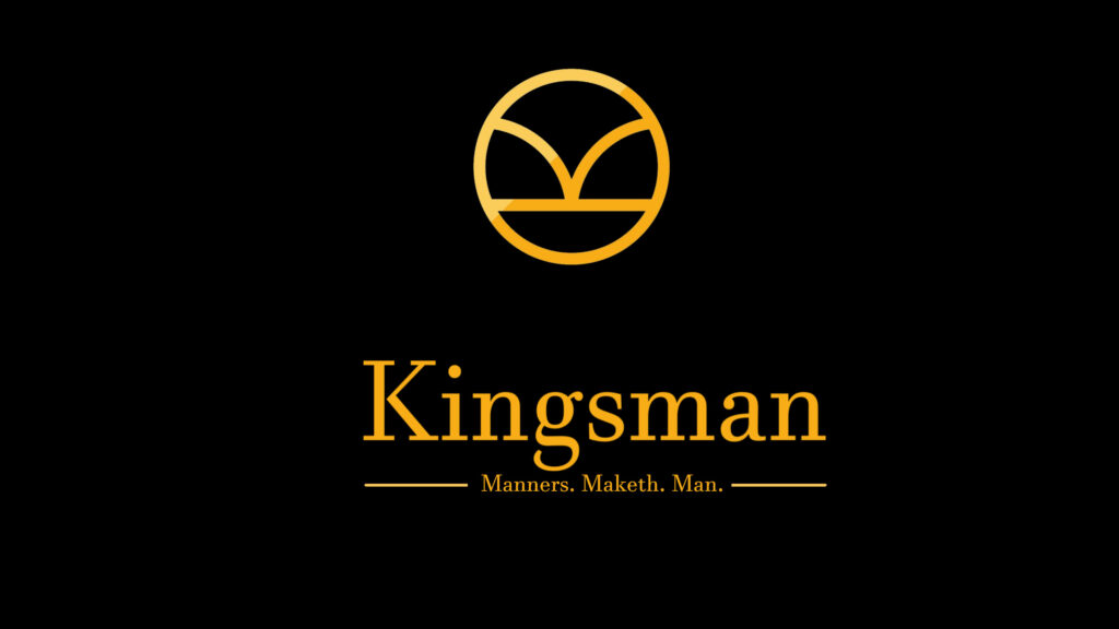 Kingsman wallpaper with golden logo Manners Maketh Man on bold black background refined style