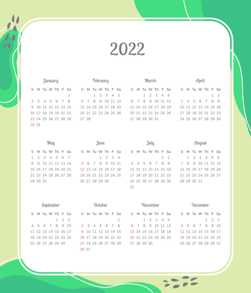 2022 Kiwi calendar wallpaper with minimalist grid layout soft green yellow tones and kiwi seeds