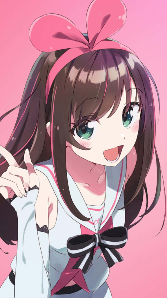 “Cheerful Kizuna AI Lock Screen Wallpaper - Anime Character Art”