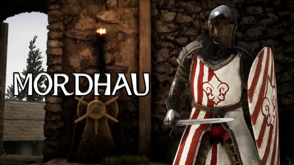 Medieval Knight in Armor with Sword and Shield in Mordhau Game Scene Wallpaper