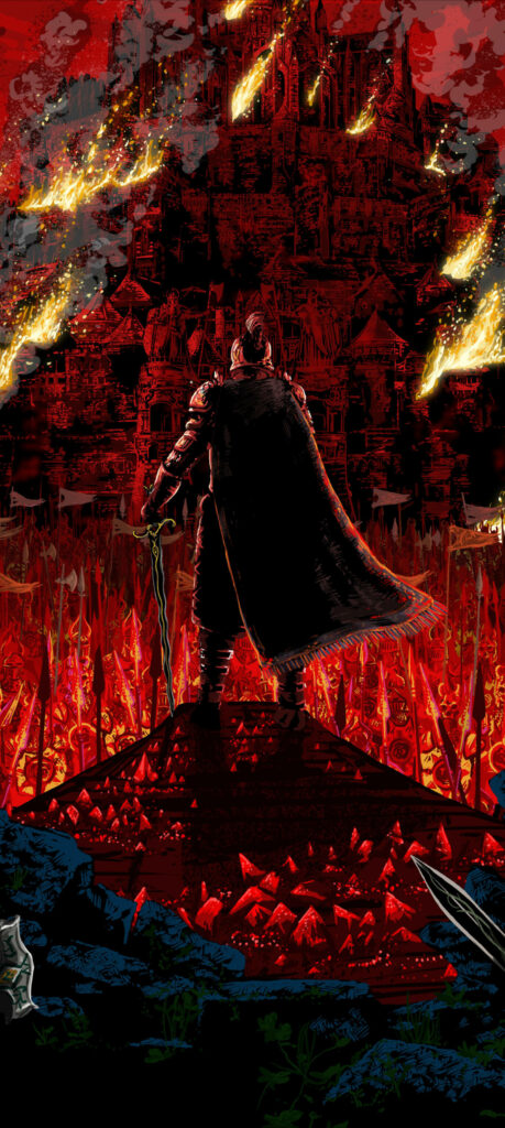 Fiery Fortress: A Knight's Vigil In The Burning Castle - Phone Wallpaper from For Honor