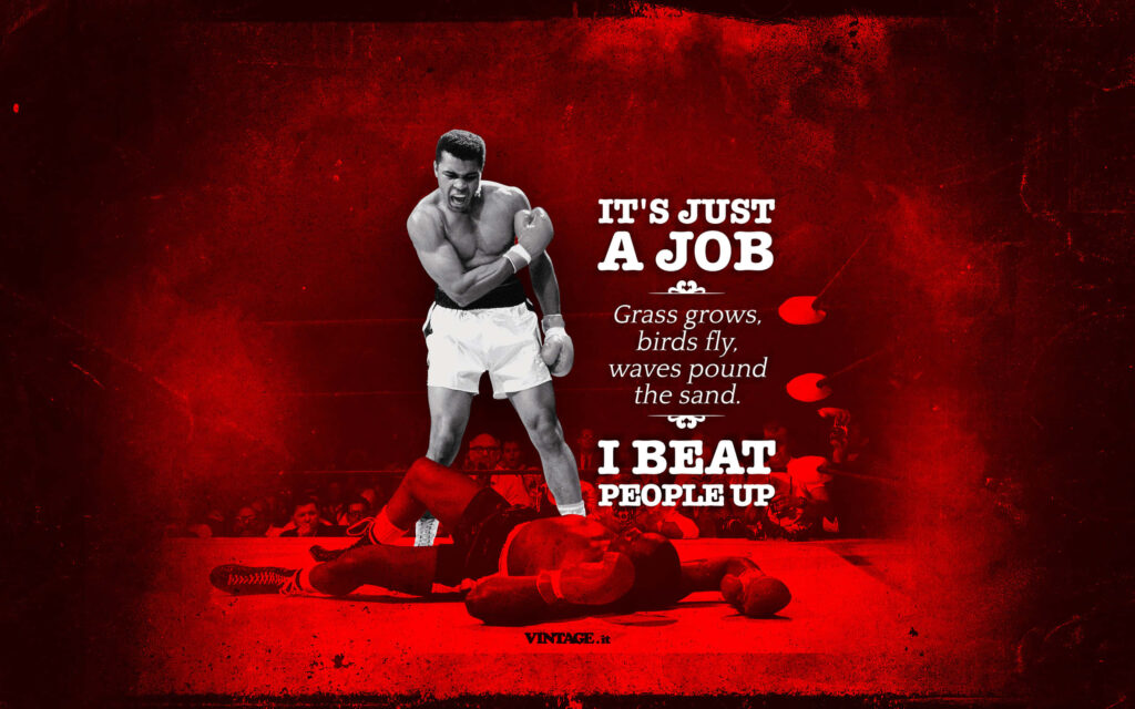 Powerful Boxer Wallpaper: Knockout Punch on Bold Red Background