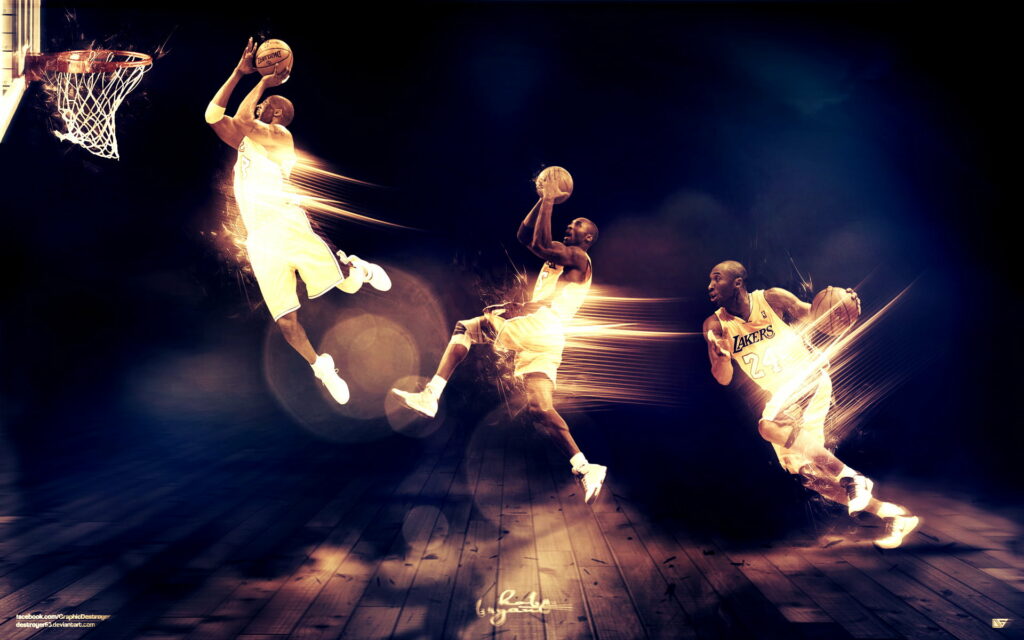 Kobe Bryant: The Lakers Legend Soaring in NBA's Basketball Court - HD Wallpaper Background
