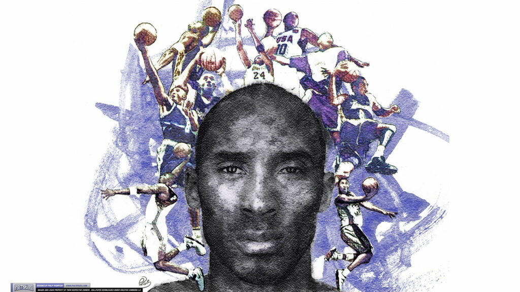 All-Star Collage: An Iconic Frame with Kobe Bryant and Prominent Celebrities in a QHD Wallpaper