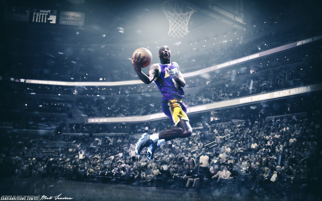 Dominant Legacy: Kobe Bryant Inspiring the Lakers' NBA Journey - A Captivating QHD Wallpaper for Your PC Background